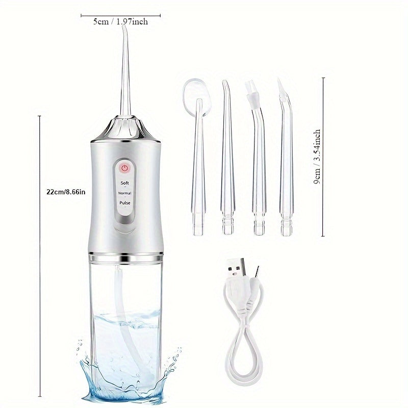 Smart Electric Water Flosser with Precision Pressure Control, 360° Rotating Nozzle - Deep Clean for Teeth & Gums, Replaceable Heads, USB Rechargeable Oral Irrigator for Home & Travel